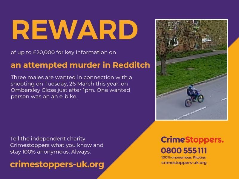 West Midlands: £20,000 reward for key information on Redditch attempted murder 