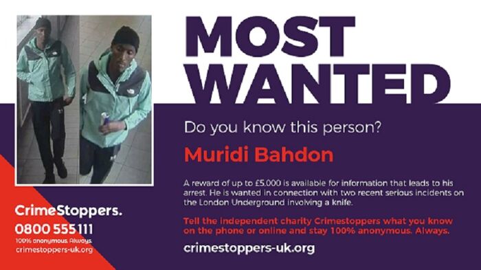 Urgent: Reward to find Most Wanted Muridi Bahdon over knifepoint robberies on London Underground 