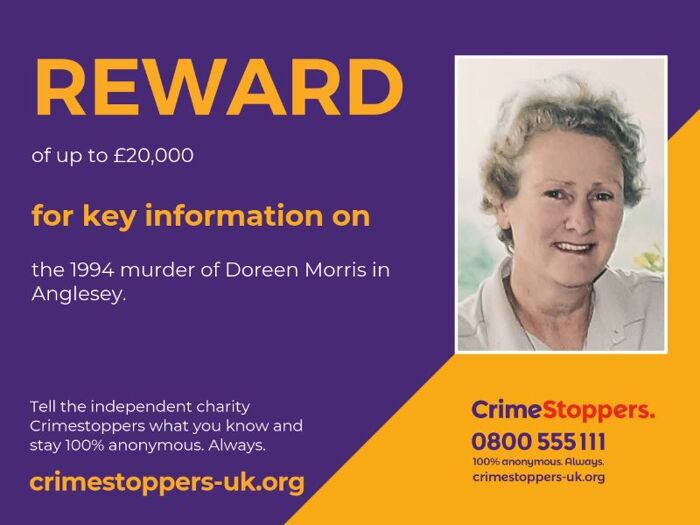 £20,000 to solve 1994 murder of Anglesey woman Doreen Morris