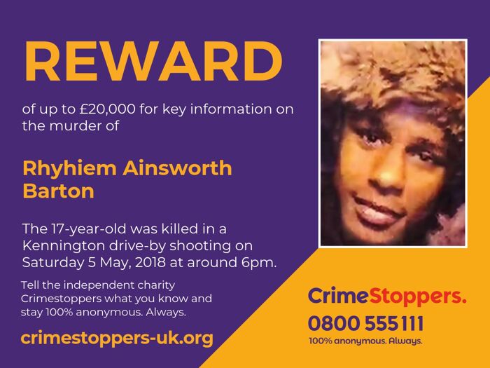 On fifth anniversary of teenager’s drive-by murder in Kennington we offer £20,000 information reward 