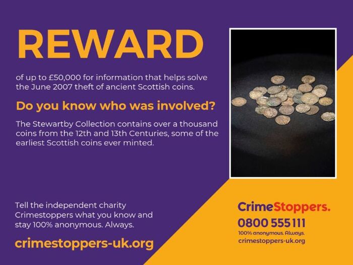 Fresh appeal & reward to solve theft of historic Scottish coins