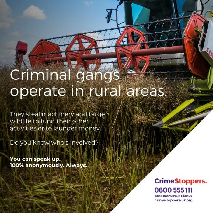 We urge public to speak up about rural crime as reports given to us rise 