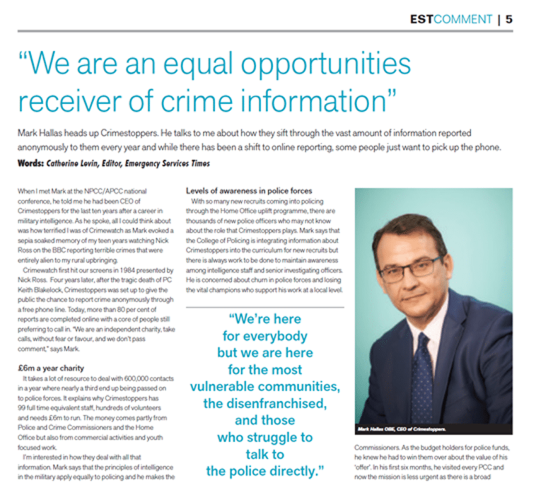 “We are an equal opportunities receiver of crime information” 