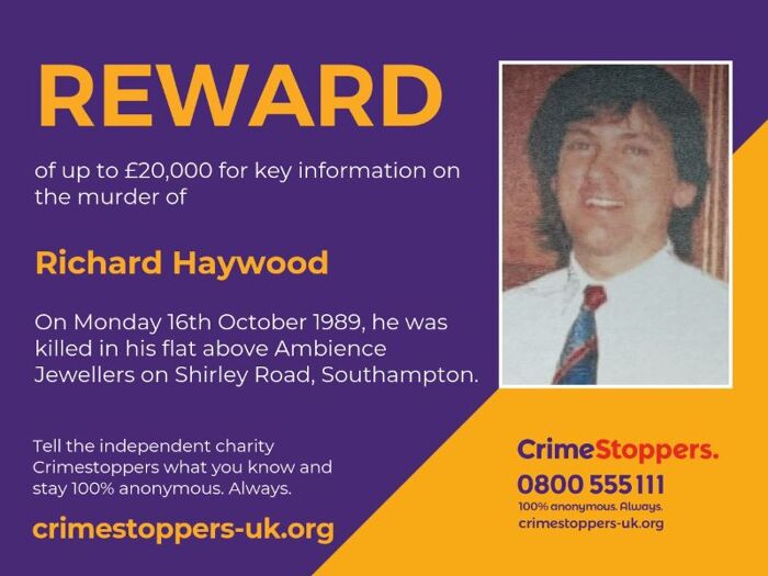 £20,000 reward to solve 1989 murder of Southampton man