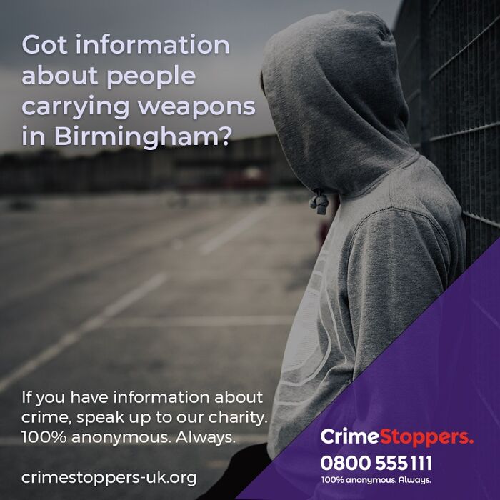 Birmingham: New initiative encouraging people to speak up anonymously about knife crime 