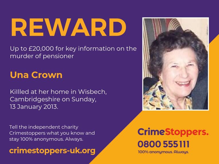 Cambridgeshire: Information reward for unsolved murder of pensioner Una Crown